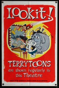 e876 TERRYTOONS one-sheet movie poster '62 Mighty Mouse, Paul Terry
