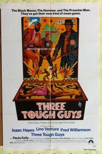 e885 THREE TOUGH GUYS one-sheet movie poster '74 pinball machine design!