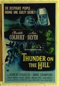 e886 THUNDER ON THE HILL one-sheet movie poster '51 Claudette Colbert, Blyth