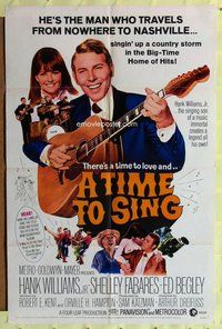 e889 TIME TO SING one-sheet movie poster '68 Hank Williams Jr., Fabares