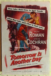 e892 TOMORROW IS ANOTHER DAY one-sheet movie poster '51 cool noir image!