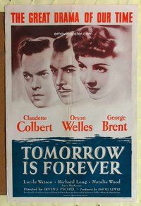 e893 TOMORROW IS FOREVER one-sheet movie poster R53 Orson Welles, Colbert