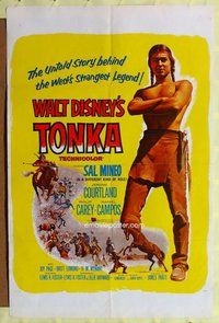 e894 TONKA one-sheet movie poster '57 Sal Mineo, Disney Native Americans!