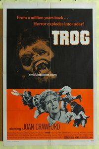 e906 TROG one-sheet movie poster '70 Joan Crawford, prehistoric horror!