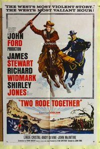 e915 TWO RODE TOGETHER one-sheet movie poster '60 James Stewart, John Ford
