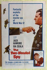 e917 TWO-HEADED SPY one-sheet movie poster '58 Jack Hawkins, Gia Scala