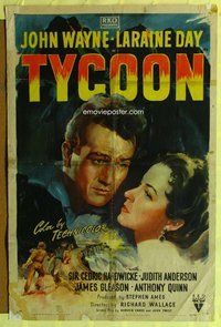 e918 TYCOON one-sheet movie poster '47 John Wayne, Laraine Day