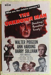 e923 UNKNOWN MAN one-sheet movie poster '51 Walter Pigeon, Ann Harding