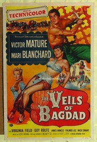 e929 VEILS OF BAGDAD one-sheet movie poster '53 Victor Mature, Blanchard