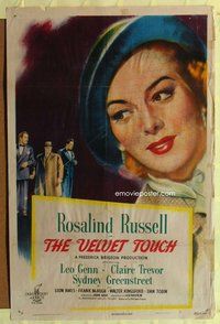 e930 VELVET TOUCH one-sheet movie poster '48 Rosalind Russell, Leo Genn