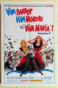 e939 VIVA MARIA style A one-sheet movie poster '66 Brigitte Bardot, Moreau