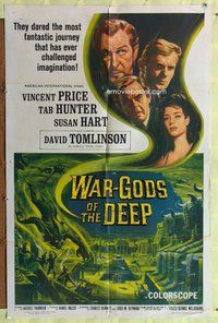 e947 WAR-GODS OF THE DEEP one-sheet movie poster '65 Vincent Price