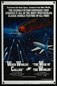 e945 WAR OF THE WORLDS/WHEN WORLDS COLLIDE one-sheet movie poster '77