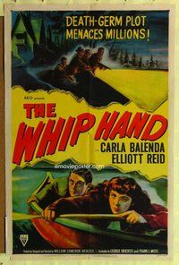 e960 WHIP HAND one-sheet movie poster '51 germ warfare from 56 years ago!