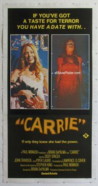 f035 CARRIE linen Aust three-sheet movie poster '76 Spacek, Stephen King