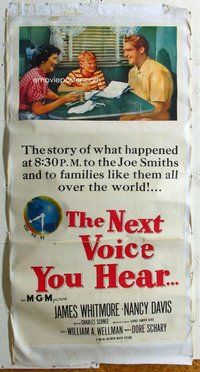 f025 NEXT VOICE YOU HEAR linen three-sheet movie poster '50 ...is God!