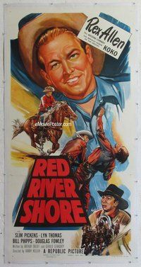 f027 RED RIVER SHORE linen three-sheet movie poster '53 Rex Allen, Slim Pickens
