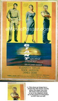 f014 GIANT Forty by Sixty movie poster '56 James Dean, Liz Taylor, Rock Hudson