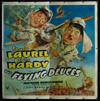 f038 FLYING DEUCES linen six-sheet movie poster '39 Laurel & Hardy