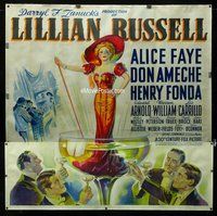 f039 LILLIAN RUSSELL linen six-sheet movie poster '40 Faye in champagne cup!