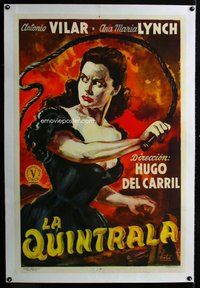 f239 LA QUINTRALA linen Argentinean movie poster '55 Venturi art!