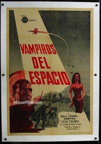 f241 PLAN 9 FROM OUTER SPACE linen Argentinean movie poster '58