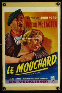 f122 INFORMER linen Belgian movie poster R50s John Ford, McLaglen