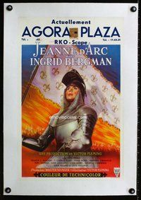 f124 JOAN OF ARC linen Belgian movie poster '48 Ingrid Bergman