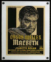 f126 MACBETH linen Belgian movie poster '48 Orson Welles, Shakespeare