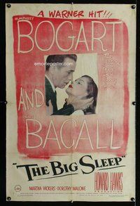 f317 BIG SLEEP linen one-sheet movie poster '46 Humphrey Bogart, Bacall