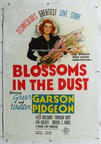 f322 BLOSSOMS IN THE DUST linen style C one-sheet movie poster '41 Garson