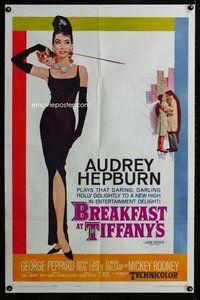 f001 BREAKFAST AT TIFFANY'S one-sheet movie poster '61 best Audrey Hepburn!