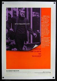 f326 BULLITT linen one-sheet movie poster '69 Steve McQueen, Robert Vaughn