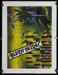 f094 PALE RIDER linen Czech movie poster '88 cool image of 6-shooters!