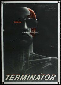 f095 TERMINATOR linen Czech movie poster '90 great artwork of Arnold!
