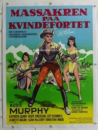 f108 GUNS OF FORT PETTICOAT linen Danish movie poster '57 Audie Murphy
