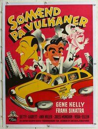 f112 ON THE TOWN linen Danish movie poster '49 Gene Kelly, Sinatra