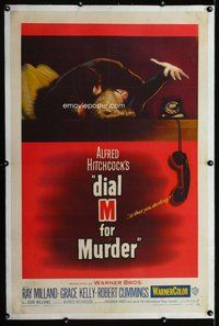 f345 DIAL M FOR MURDER linen one-sheet movie poster '54 Hitchcock, Kelly
