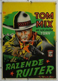 f067 MIRACLE RIDER linen Dutch movie poster '35 Tom Mix serial!