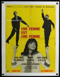 f171 WOMAN IS A WOMAN linen French 22x30 movie poster '61 Godard