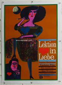 f183 LESSON IN LOVE linen German movie poster R60s cool Oberpurger art!