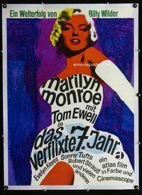 f187 SEVEN YEAR ITCH linen German movie poster R66 sexy Marilyn Monroe!