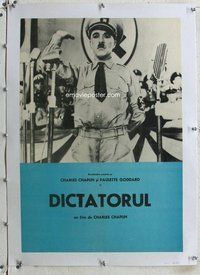 f077 GREAT DICTATOR linen Romanian movie poster R50s Charlie Chaplin