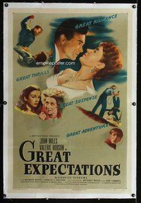 f371 GREAT EXPECTATIONS linen one-sheet movie poster '47 David Lean,Dickens