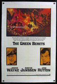 f372 GREEN BERETS linen one-sheet movie poster '68 John Wayne, David Janssen