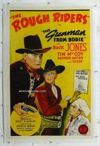 f375 GUNMAN FROM BODIE linen one-sheet movie poster '41 Buck Jones, McCoy