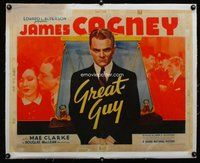 f274a GREAT GUY linen 1/2sh movie poster '36 James Cagney, Mae Clarke