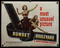 f277 SUNSET BLVD linen style A 1/2sh movie poster '50 Gloria Swanson