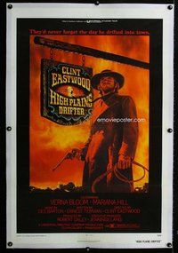 f379 HIGH PLAINS DRIFTER linen one-sheet movie poster '73 Clint Eastwood