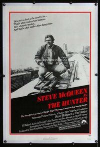 f385 HUNTER linen one-sheet movie poster '80 Steve McQueen, Buzz Kulik